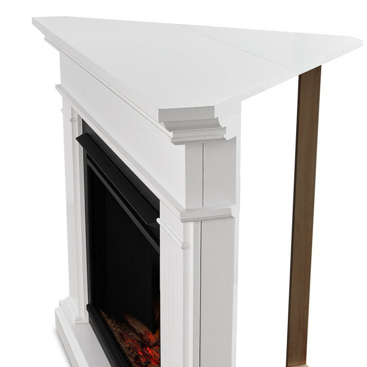 Kennedy 56" White Electric Corner Fireplace with Mantel