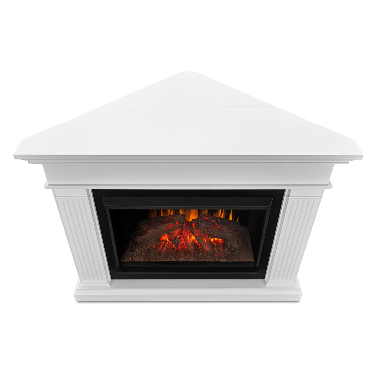 Kennedy 56" White Electric Corner Fireplace with Mantel
