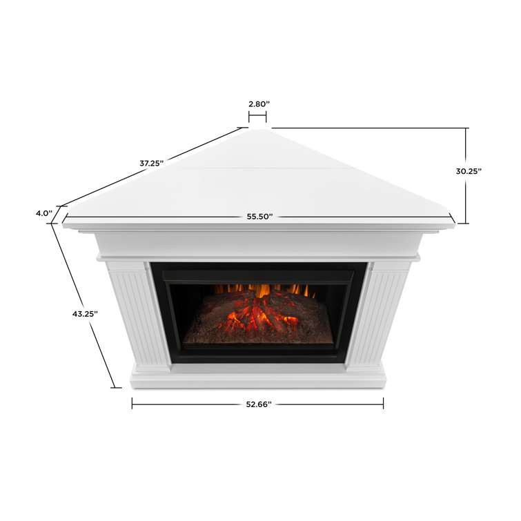 Kennedy 56" White Electric Corner Fireplace with Mantel