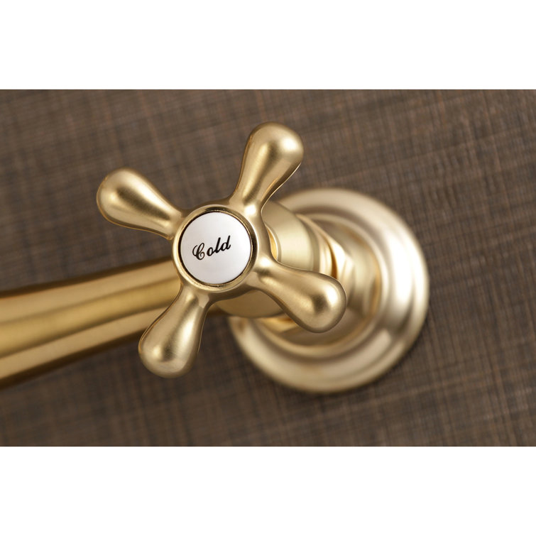 Vintage Brushed Brass Wall Mount Bathroom Faucet