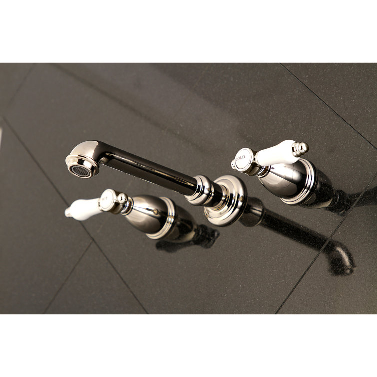 Polished Nickel Wall Mount Roman Tub Faucet with Lever Handles