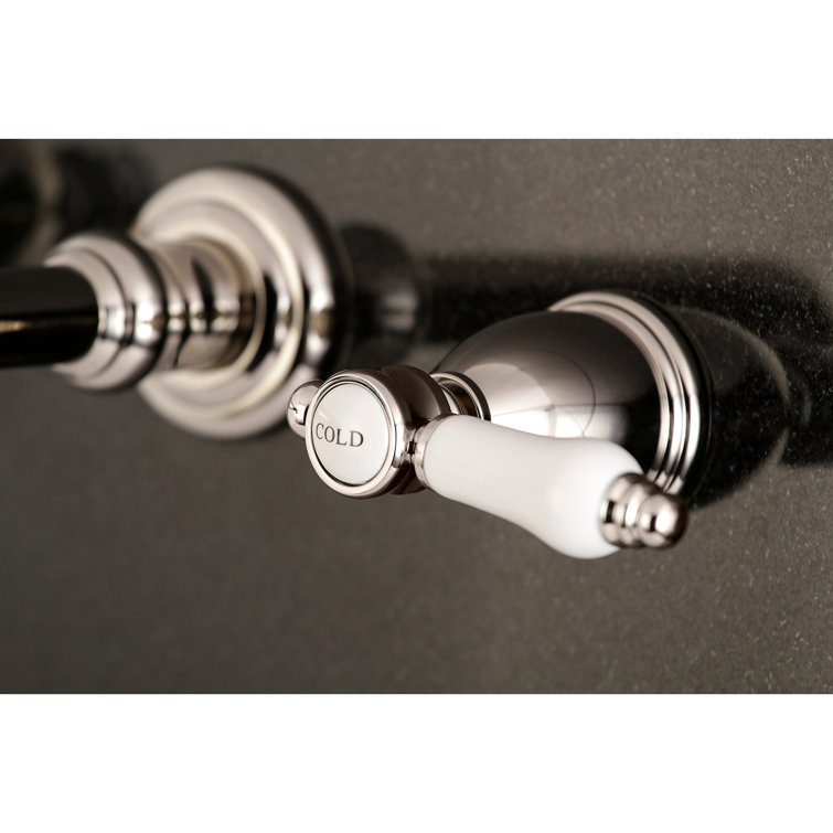 Polished Nickel Wall Mount Roman Tub Faucet with Lever Handles