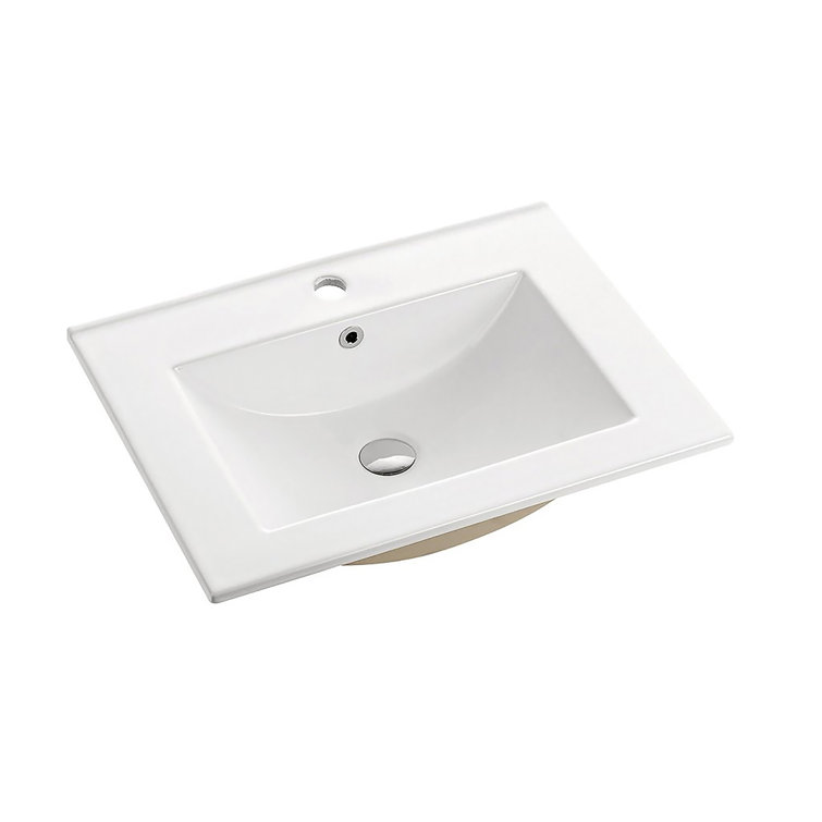 Glossy White Ceramic 24" Single Bathroom Vanity Top