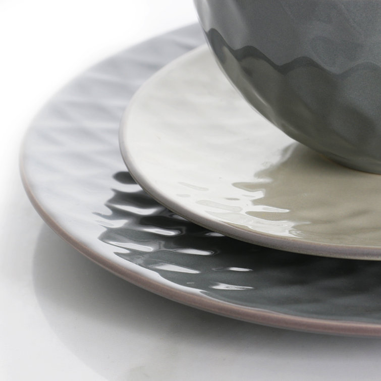 Tahitian Diamond Slate and Stone 16-Piece Stoneware Dinnerware Set