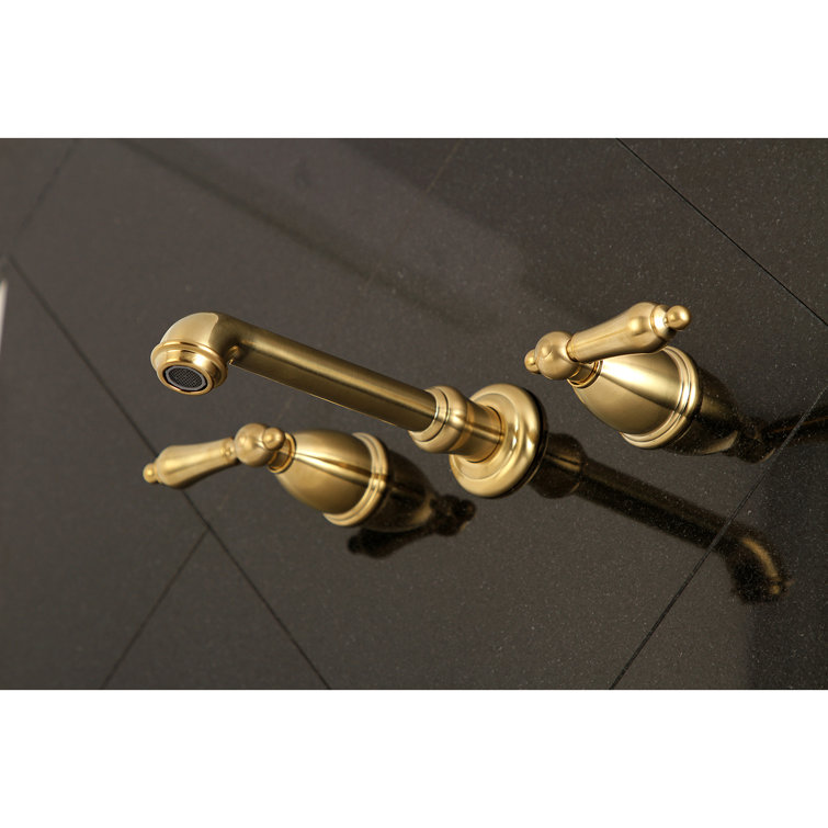 Brushed Brass Dual Handle Wall Mount Roman Tub Faucet