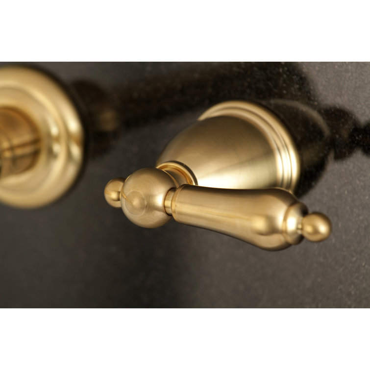 Brushed Brass Dual Handle Wall Mount Roman Tub Faucet