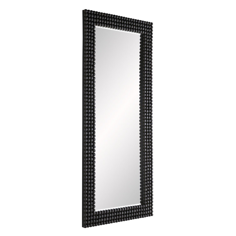 Paxton Full-Length Rectangular Bronze and Wood Floor Mirror