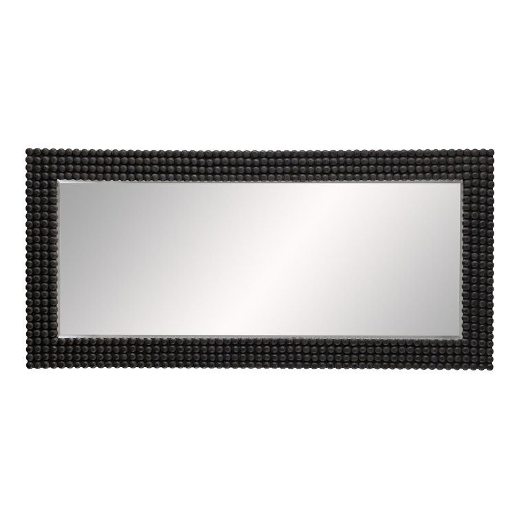Paxton Full-Length Rectangular Bronze and Wood Floor Mirror