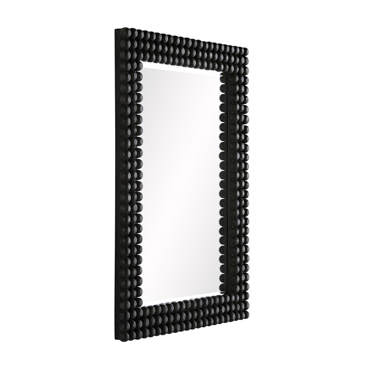 Paxton Rectangular Bronze Wood-Leather Mirror with Black Stain