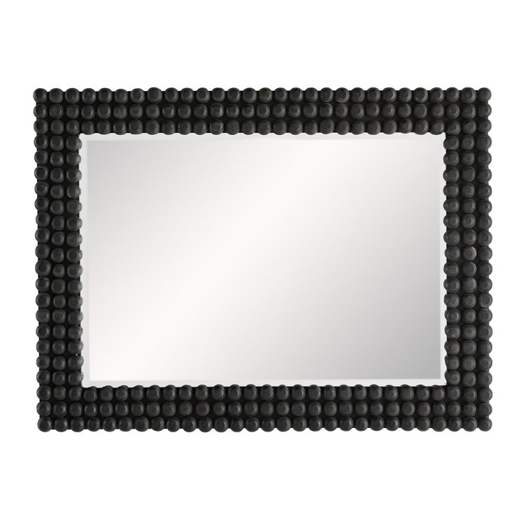 Paxton Rectangular Bronze Wood-Leather Mirror with Black Stain