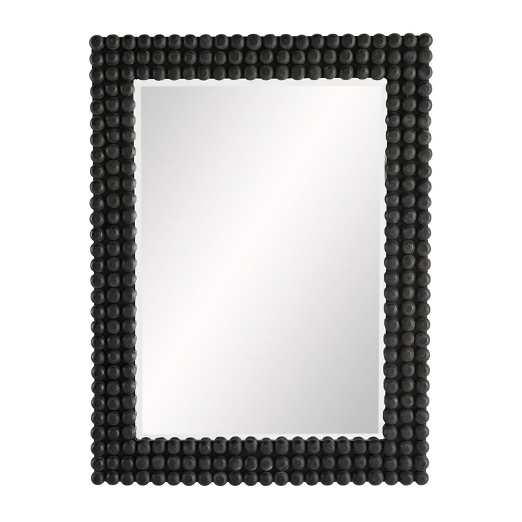Paxton Rectangular Bronze Wood-Leather Mirror with Black Stain
