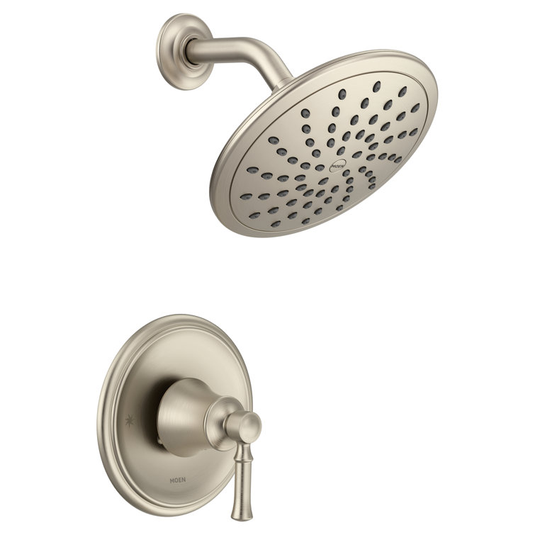 Brushed Nickel 8" Rain Showerhead with Lever Handle