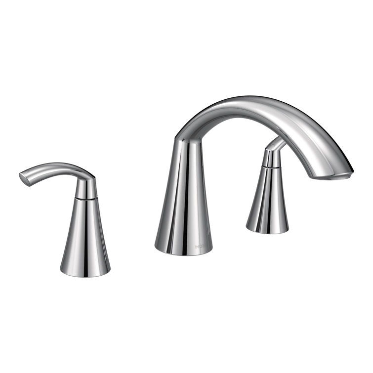 Chrome Modern Deck Mounted Widespread Faucet with Dual Handles