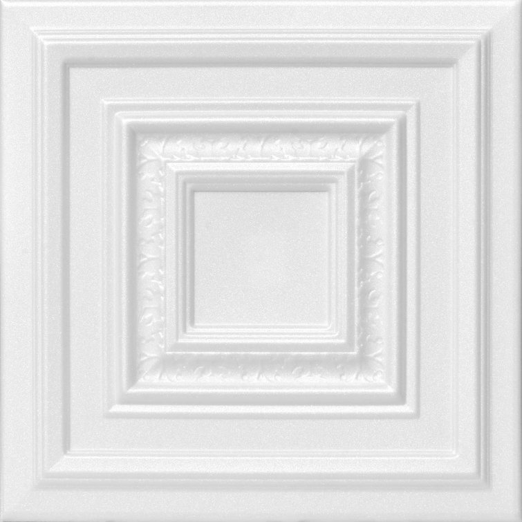 Plain White Faux Tin Glue-up Ceiling Tile, 2 x 2 ft