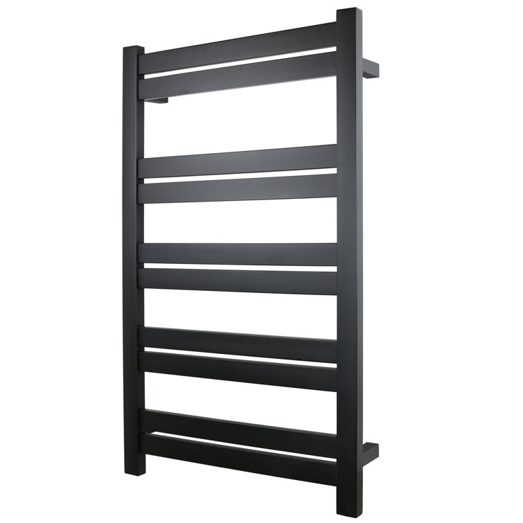 Grande 10-Bar Black Stainless Steel Wall-Mounted Towel Warmer