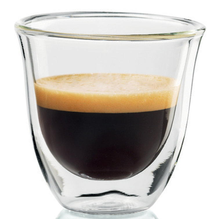 De'Longhi Clear Double Walled Thermo Espresso Glasses, Set of 2, 60ml