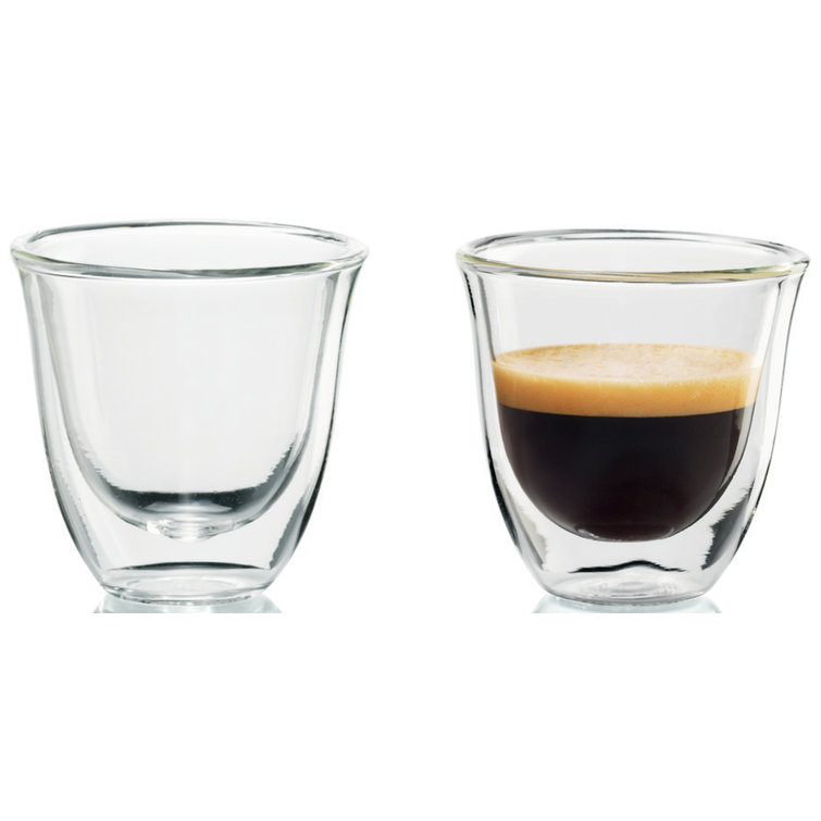 De'Longhi Clear Double Walled Thermo Espresso Glasses, Set of 2, 60ml