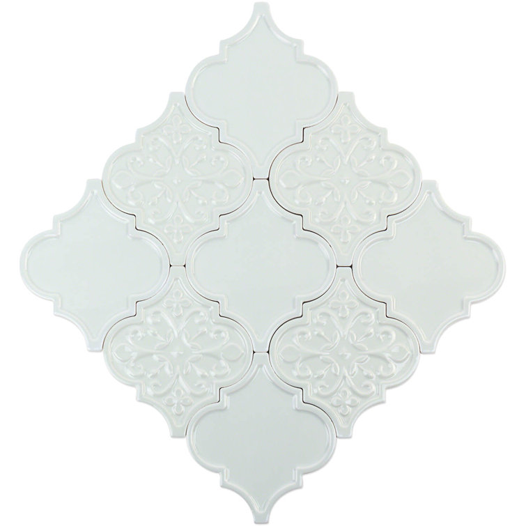 Labyrinth Light Blue Polished Ceramic Arabesque Wall Tile