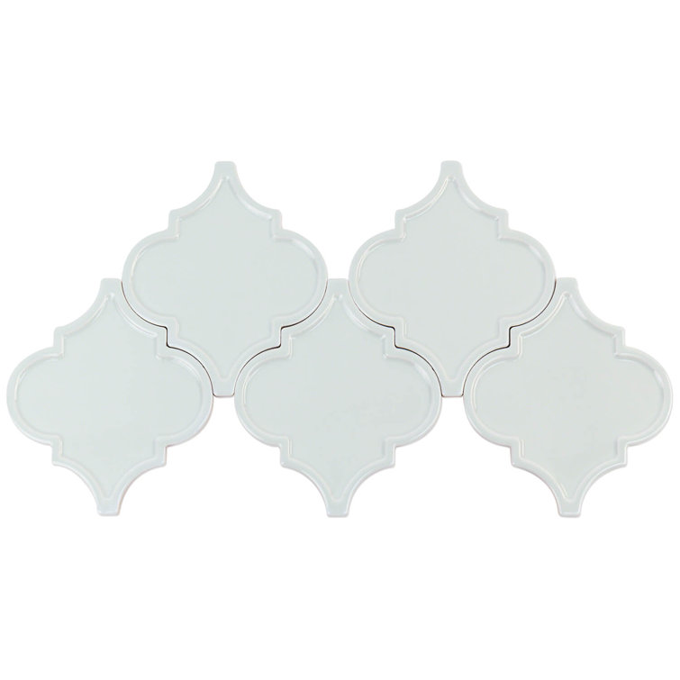 Labyrinth Light Blue Polished Ceramic Arabesque Wall Tile