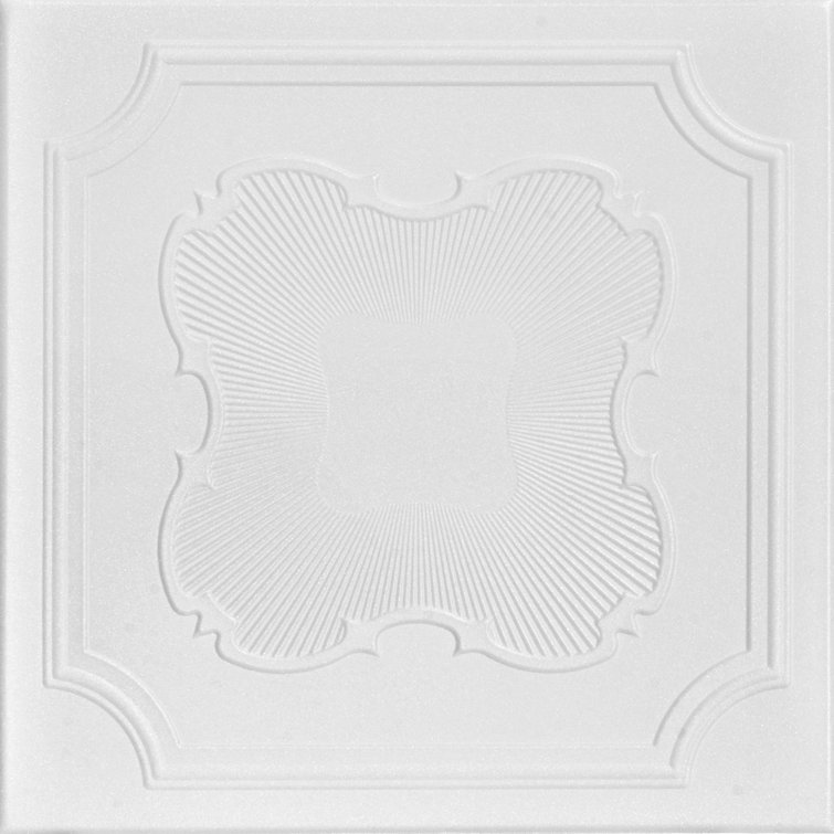 Plain White Polystyrene Glue-Up Ceiling Tile, 19.75" Square