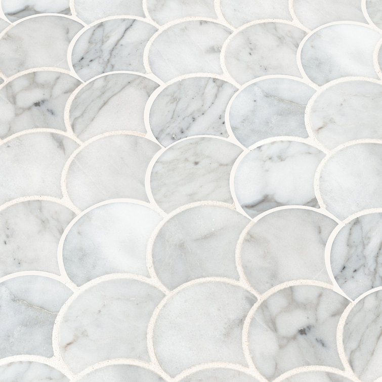 Calacatta Blanco Fish Scale Mosaic Tile for Kitchen and Bath