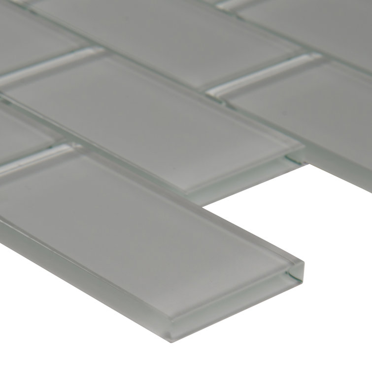 Oyster Gray 2'' x 4'' Glass Subway Mosaic Tile