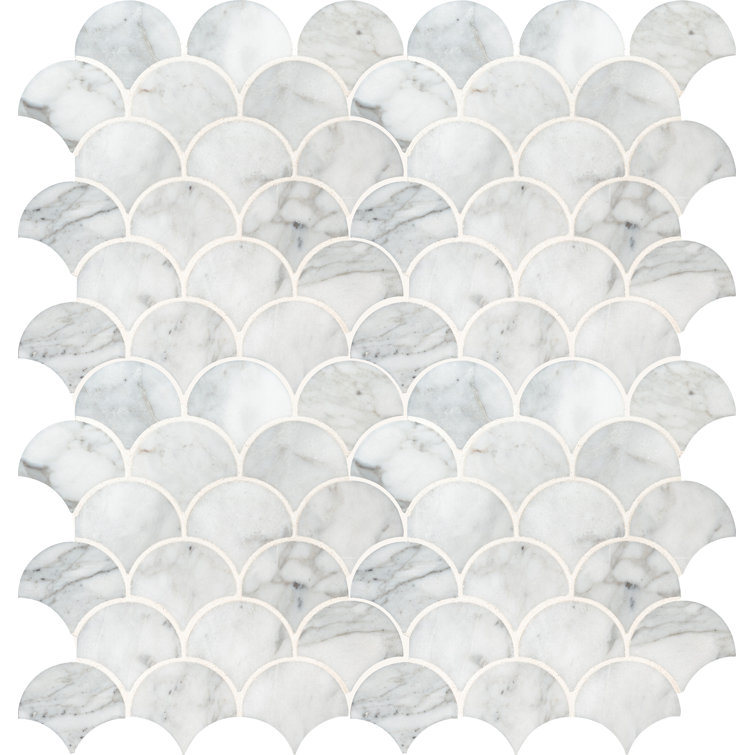 Calacatta Blanco Fish Scale Mosaic Tile for Kitchen and Bath