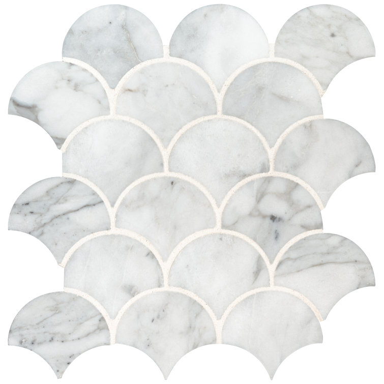 Calacatta Blanco Fish Scale Mosaic Tile for Kitchen and Bath