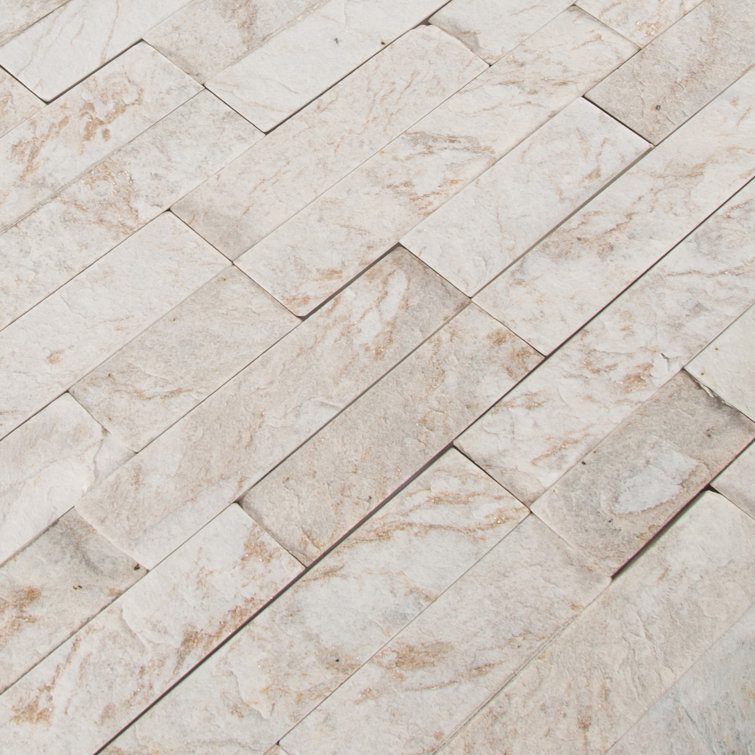 Royal White 6'' x 24'' Natural Quartzite Stacked Stone Wall Tile