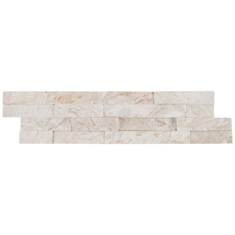 Royal White 6'' x 24'' Natural Quartzite Stacked Stone Wall Tile
