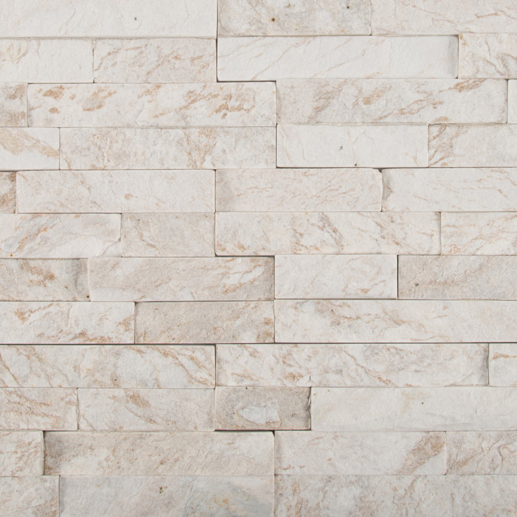 Royal White 6'' x 24'' Natural Quartzite Stacked Stone Wall Tile