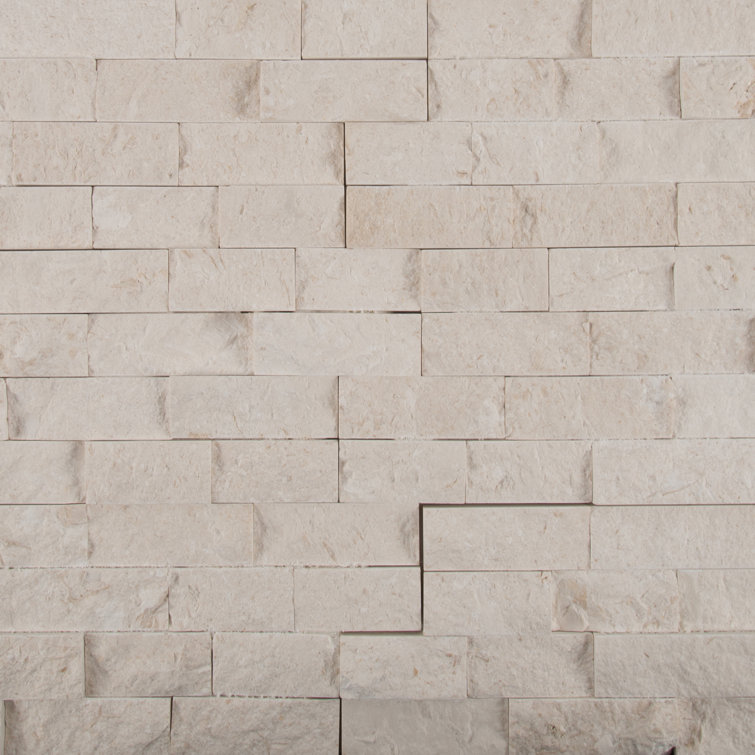 6'' x 24'' Creamy White Limestone Stacked Stone Wall Tile