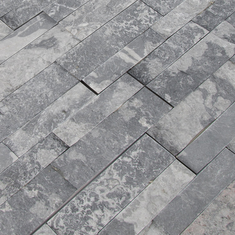 Glacial Grey 6'' x 24'' Marble Stacked Stone Wall Tile
