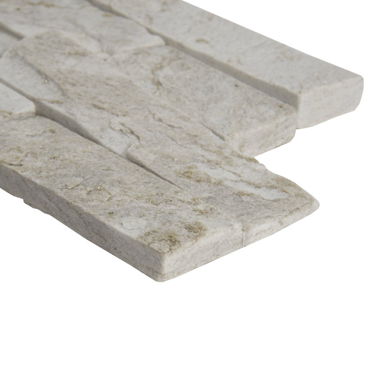 Royal White 6'' x 24'' Natural Quartzite Stacked Stone Wall Tile