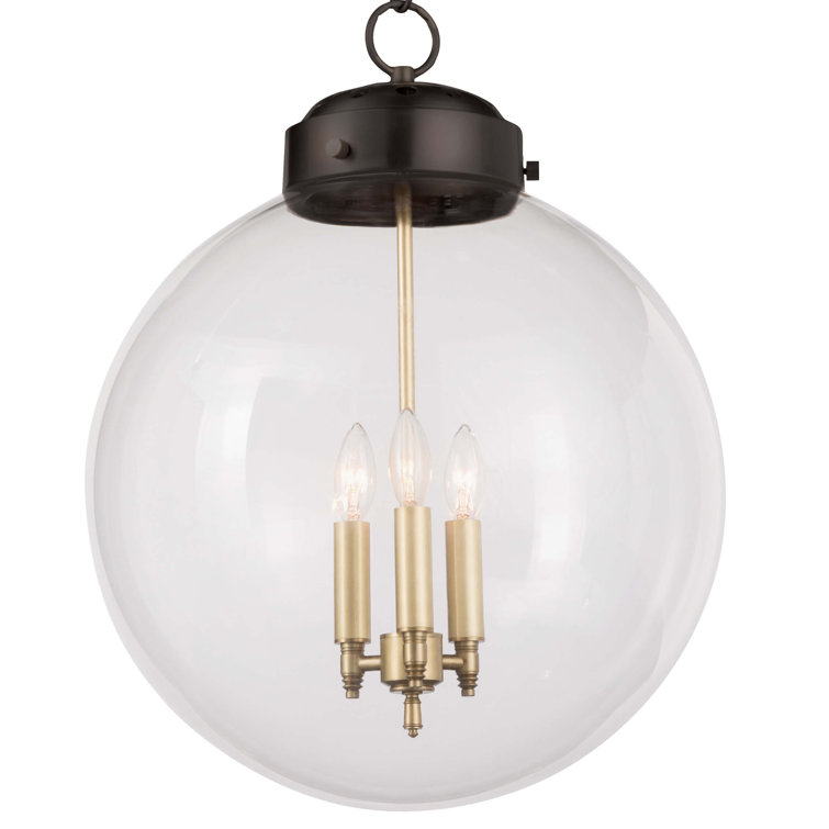 Clear Glass Globe Pendant with Oil Rubbed Bronze and Brass Finish