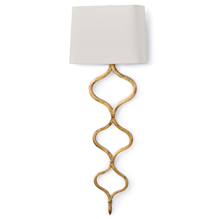 Gold Leaf Linen Shade Dimmable Wall Sconce