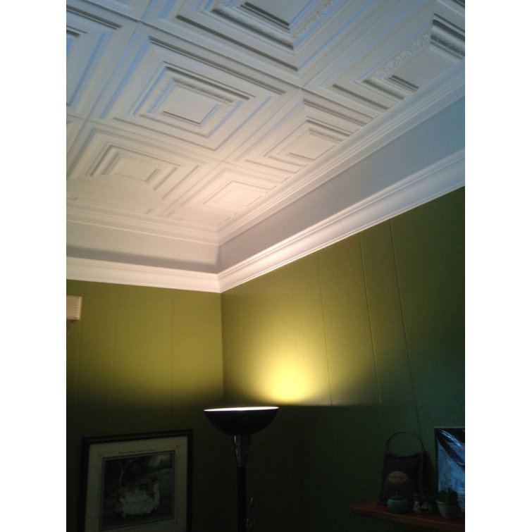 Plain White Faux Tin Glue-up Ceiling Tile, 2 x 2 ft