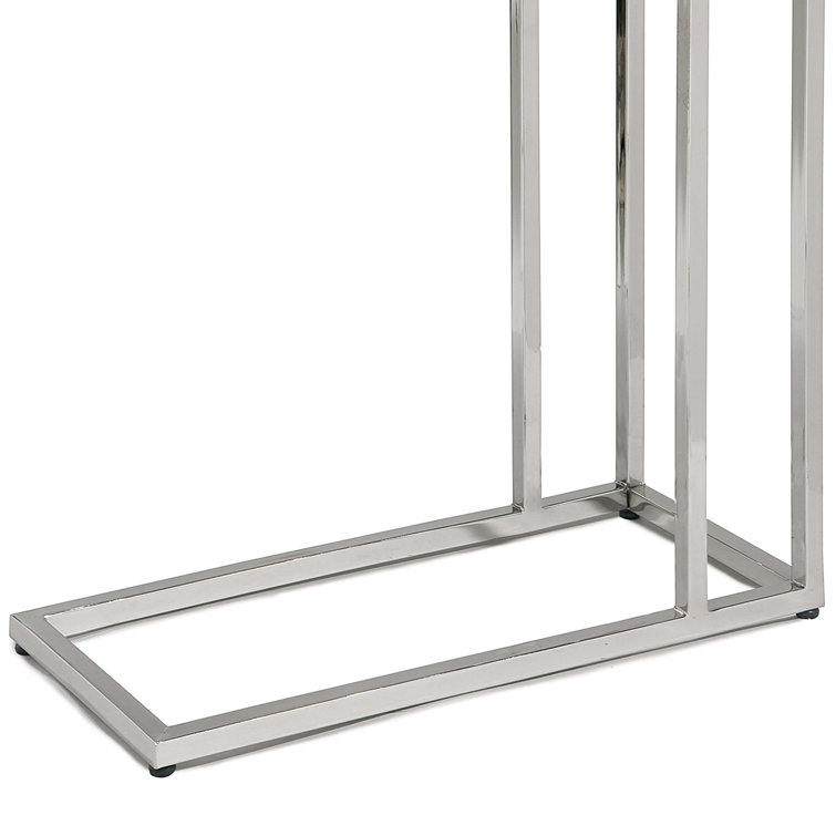 Echelon White Marble and Polished Nickel Sofa Hugger Table