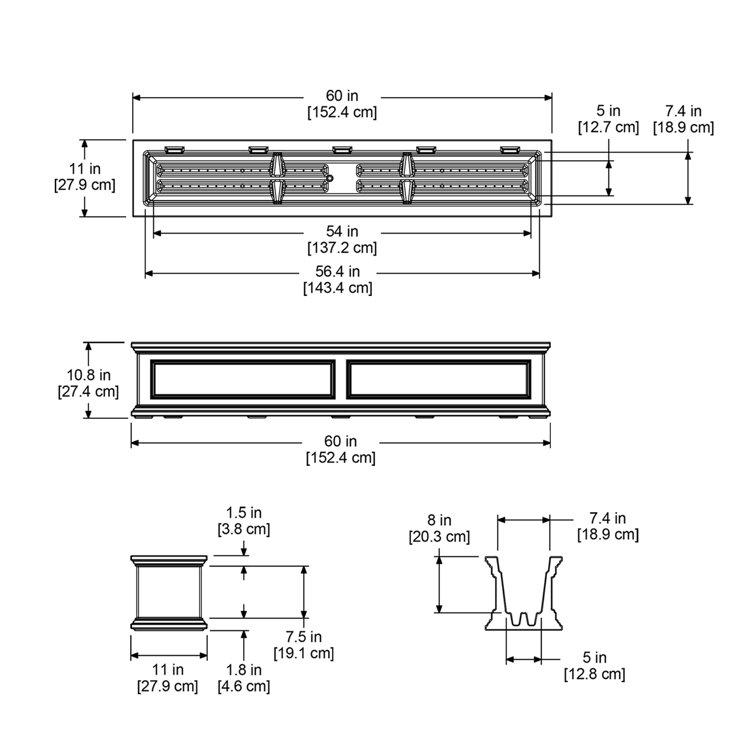 Fairfield Espresso Resin 36" Self-Watering Window Box Planter