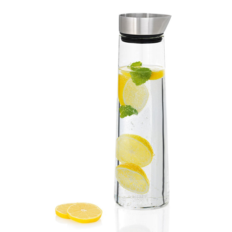 Acqua 34 oz Clear Glass and Stainless Steel Water Carafe