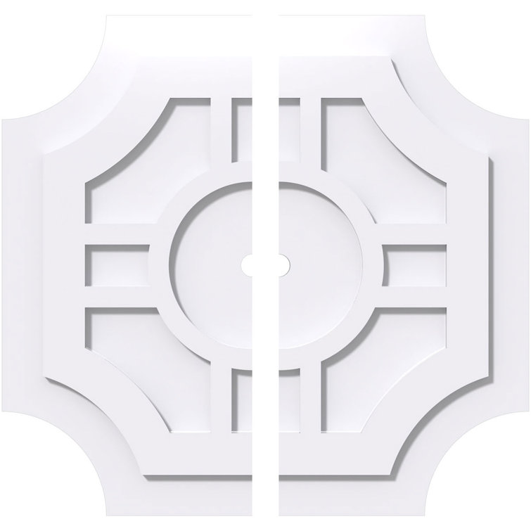 22" White PVC Two-Piece Contemporary Ceiling Medallion