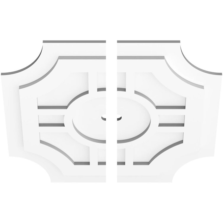 22" White PVC Two-Piece Contemporary Ceiling Medallion