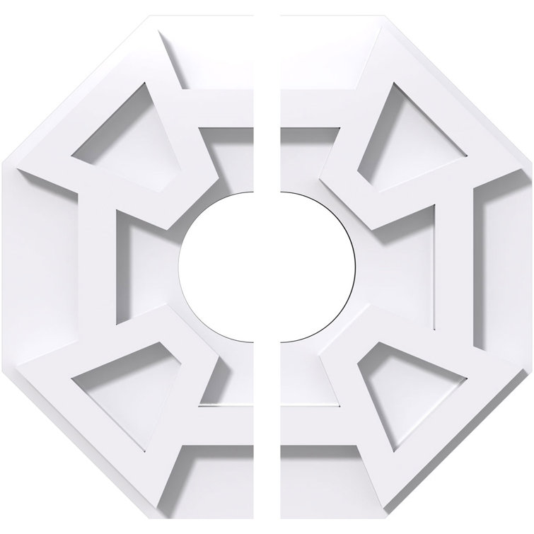 10" White PVC Contemporary Two-Piece Ceiling Medallion
