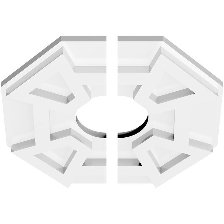 10" White PVC Contemporary Two-Piece Ceiling Medallion