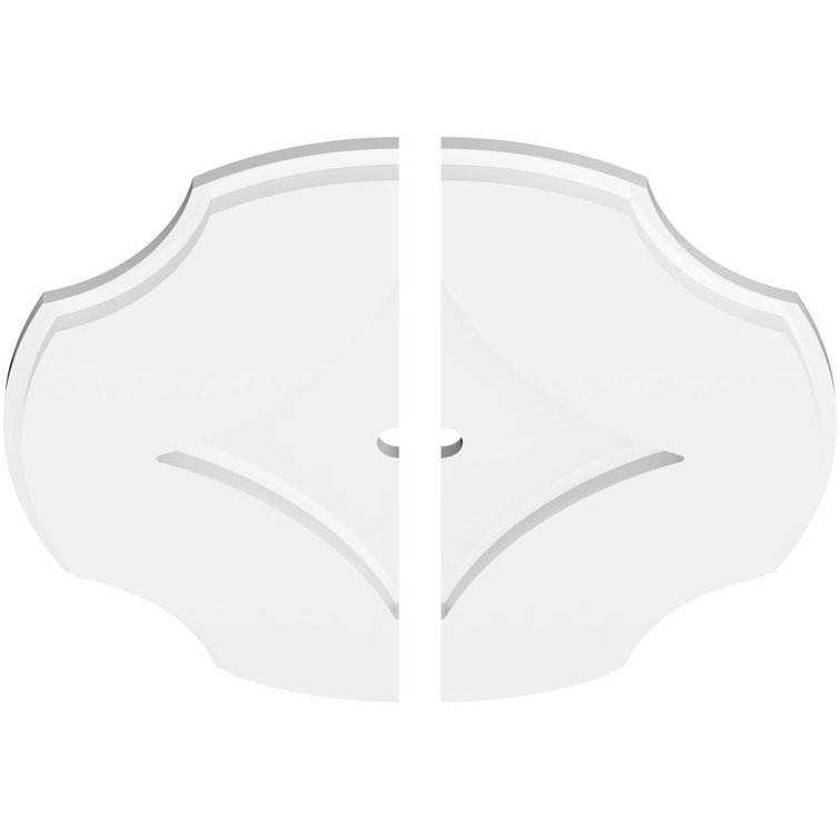 18" White PVC Contemporary Ceiling Medallion, Two Piece