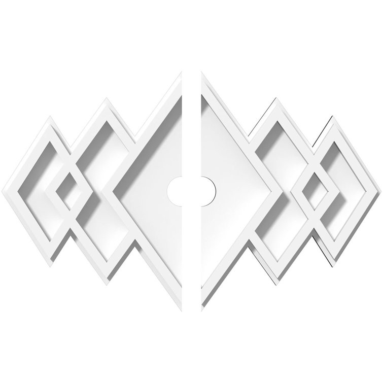 White PVC Geometric Contemporary Ceiling Medallion, 12" x 8"