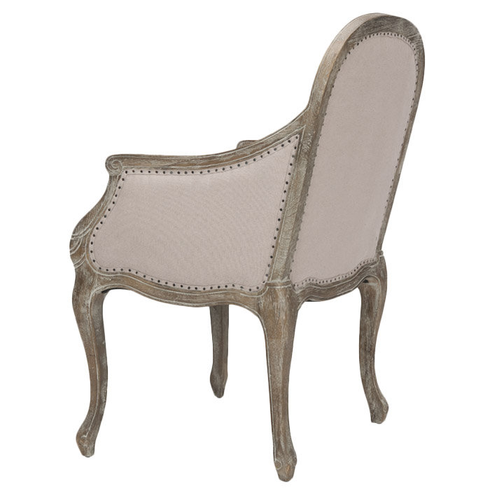Esther Taupe Linen Upholstered Arm Chair with Black Nailhead