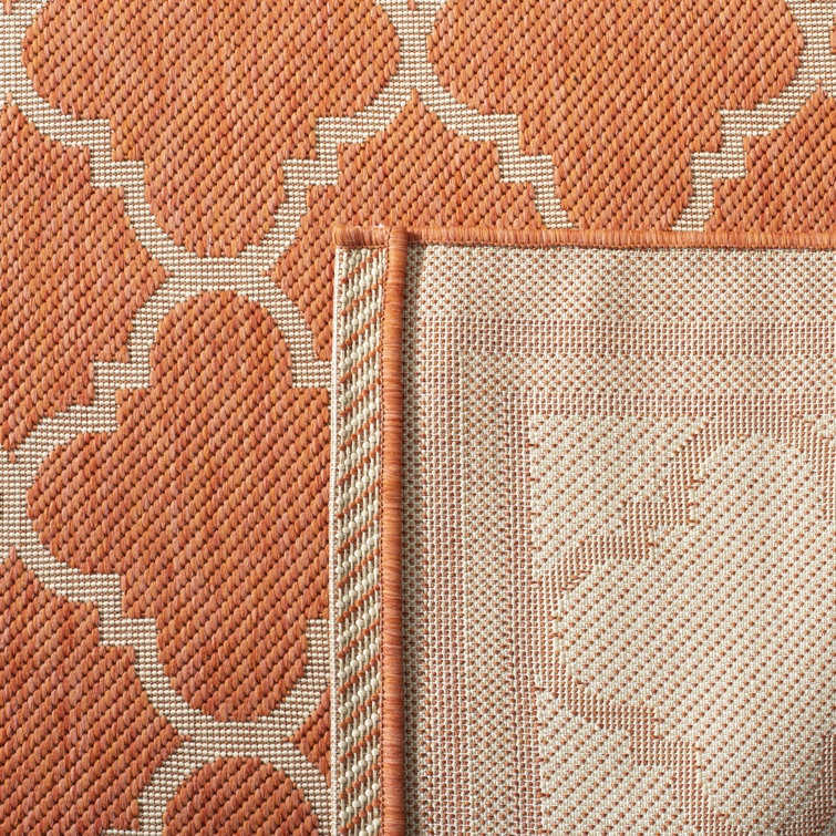 Terracotta & Bone Synthetic Easy-Care Rectangular Rug 8' x 11'