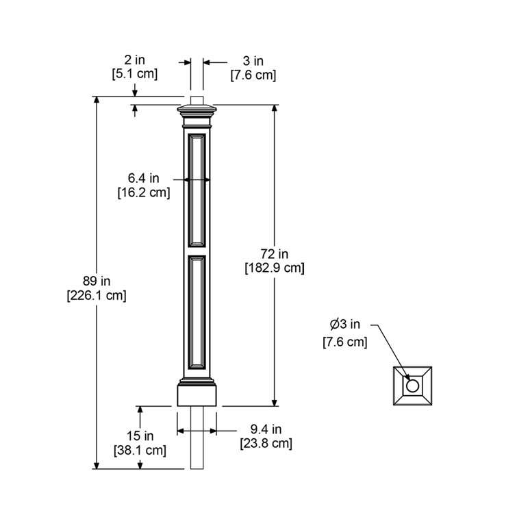 Liberty 72" White Polyethylene Lamp Post with Steel Mount