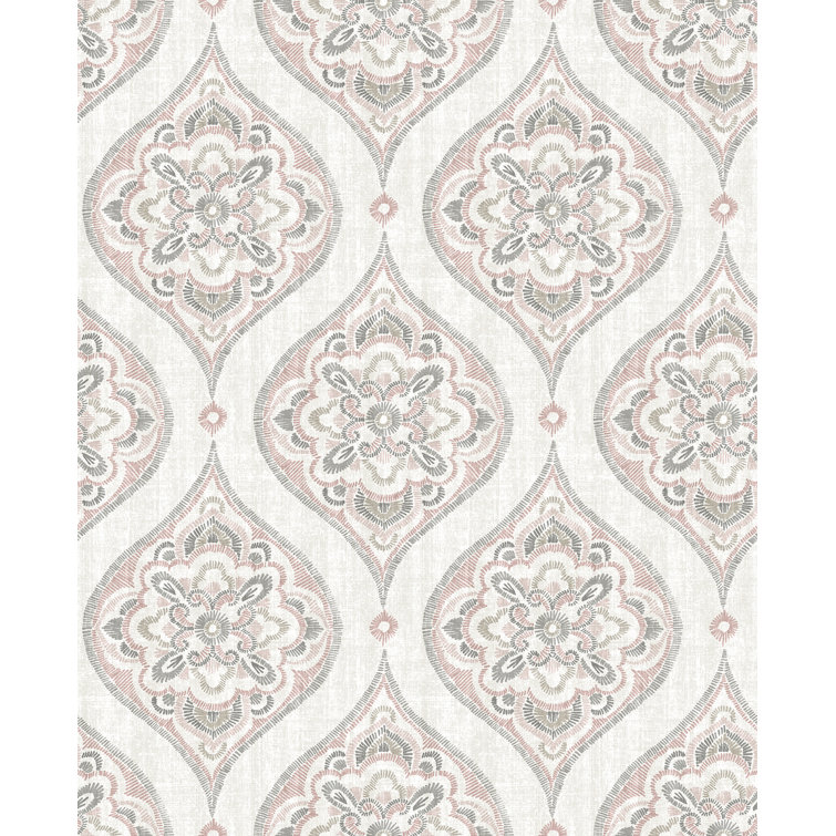 Rose Damask Non-Woven Removable Wallpaper Roll